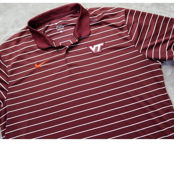 Nike Other - Nike Dri-FIT Virginia Tech Hokies VT Polo Shirt Mens XL Maroon White Stripe Golf